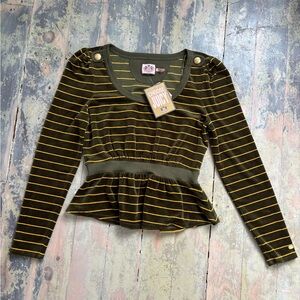 NWT Juicy Couture Olive Striped Top